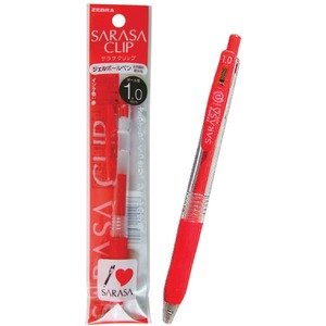Amazon.co.jp: ゼブラサラサクリップジェルボールペン1.0極太(赤) 【10