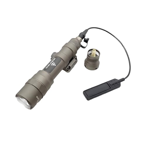 M600DF Tactical Scout Flashlight Light with Remote Pressure Switch Pad & Tail Cap1400 Lumens LED WhiteLight FlashlightMetal Super Bright Strong Light TorchFits for 20mm Picatinny Rail MountingTan
