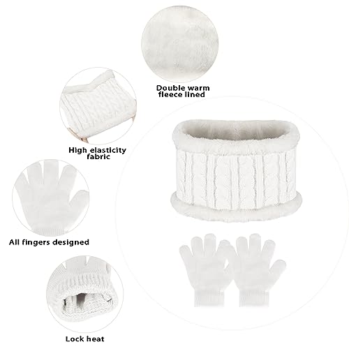 Image of Kids Hat Scarf Gloves Set, Kids Winter Beanie Hat Scarf Gloves Set with Knit Thick Warm Fleece Lined for 1-6 Years Old