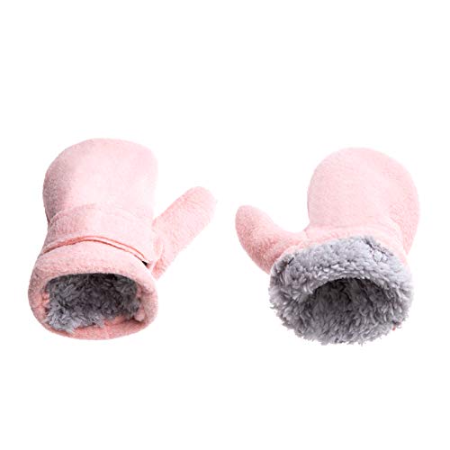 Toddler Infant Winter Mittens Lined with Fleece Easy-on Baby Boy Girls Warm Gloves Outdoor (A-Pink, M (1-2 Years))