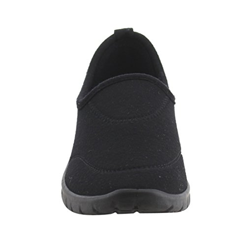 Refresh Jump-05 Women's Rubber Sole Fabric Soft Vamp Sport Flats Black 7 - Image 3