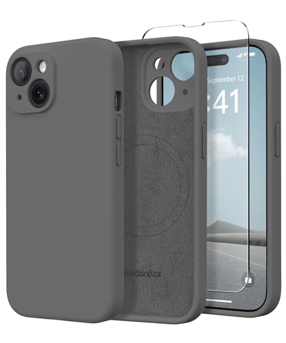 Image of Magnetic for iPhone 14 Case, Compatible with MagSafe, [Full Camera Protection] [Screen Protector] Silicone Shockproof Protective Phone Case for iPhone 14 6.1 inch, Dark Gray