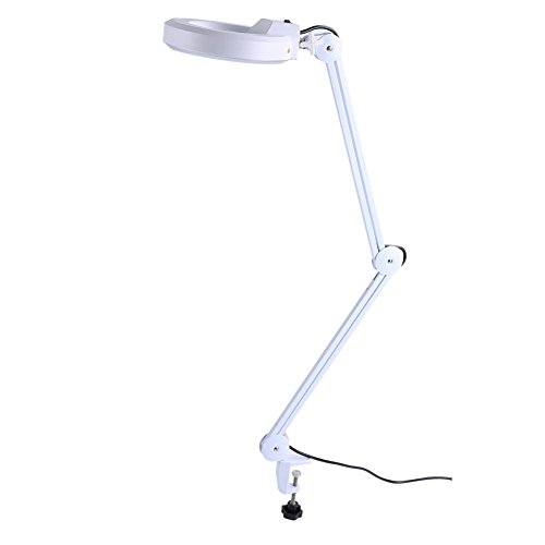 Preisvergleich Produktbild Lupenleuchte LED Arbeitsleuchte Kosmetikleuchte mit kaltweißem Licht und Klemme für Estetista ESTETICA, Laborator und LAVORI von PRECISIONE,5 Dioptrien Bianco