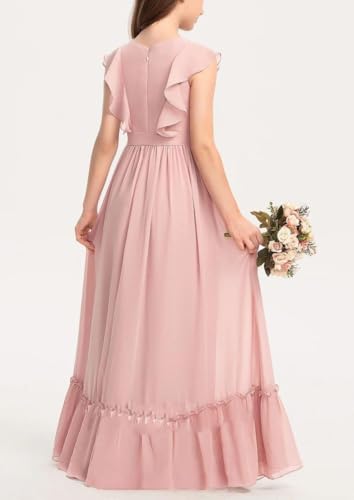 Chiffon Junior Bridesmaid Dress Flower Girl Dresses for Wedding Ruffles Sleeveless Pageant Dress for Teen Girls3