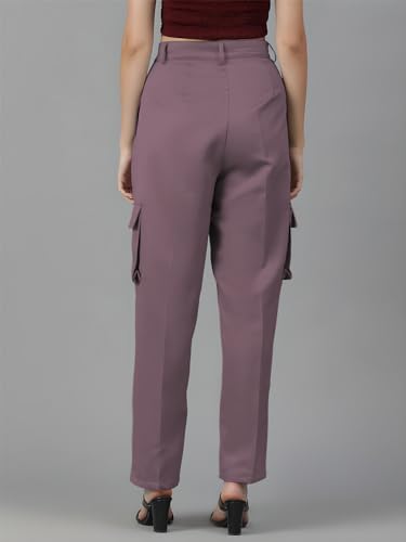 Image of KOTTY Women's High Rise Cotton Blend Relaxed Fit CargoTrousers