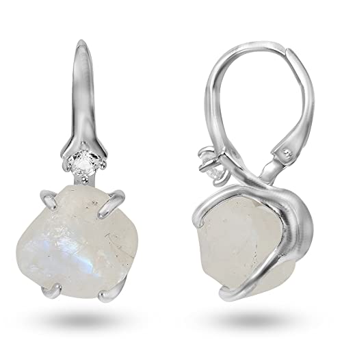 Rainbow Raw Moonstone Drop Earrings...