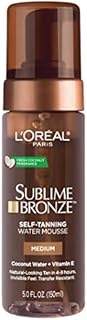 L'Oreal Paris Skincare Sublime Bronze Hydrating Self-Tanning Water Mousse, Quick-Drying, Streak-Free Self-Tanner for Natural-Looking Tan, 5 fl. oz.