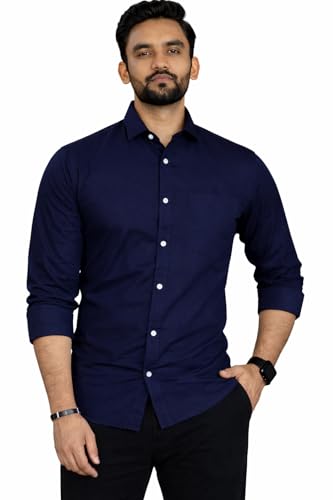 Image of Men Cotton Blend Full Sleeve Shirt for Man | Casual Business Party Festival Regular Fit, Long Sleeve with Chest Pocke | Formal Shirt for Men