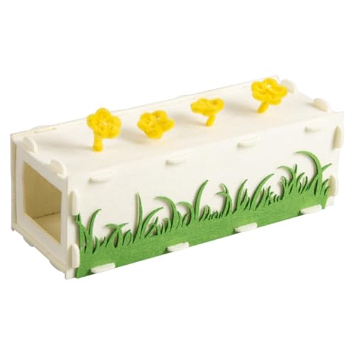 Leefasy 小動物用トンネル ハムスター小屋 フェルト素材 通気性 花柄装飾 フレキシブルケージ装飾 取り外し可能なデザイン, 30x11.5x10CM
