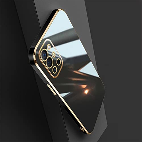 Image of Luxury Square Plating Solid Color Soft Silicone Back Cover for OnePlus 9R (Black)