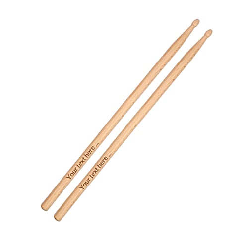 OXYEFEI Personalized Drum sticks, 1 Pair of 5A/5B/7A Oak Wooden Drumsticks, Custom Engraved with Your Text and Logo, Perfect Gift for Musician and Drummer