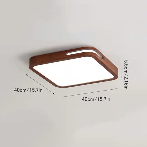 Plafonnier LED carré en bois avec diffuseur acrylique antireflet