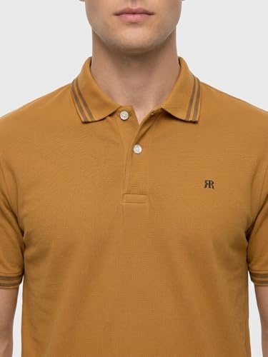 Image of Raymond Men Modern Fit Solid Pattern Pure Cotton Polo Neck Half Sleeve Casual T-Shirt