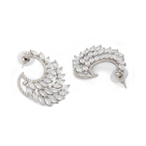 Image of Rubans Stud Earrings Oversized Fashionable American Diamond Stylish Jewellery Gift for Women & Girls