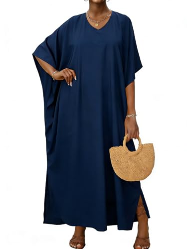 Image of Kaftan Dresses for Women V Neck Caftan Batwing Sleeve Swimsuit Cover Up