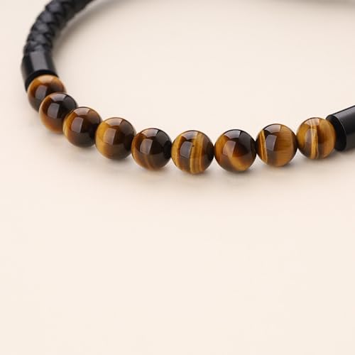 COAI Men's Crystal Bracelet, Stone Beaded Leather Bracelet for Men4