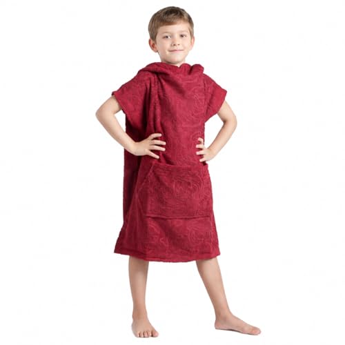 Image of ALLEN & MATE 100% Cotton Kids Hooded Surf Poncho Changing Robe, Quick Absorbent Wearable Swim Towel Boys & Girls, 6-13 Years