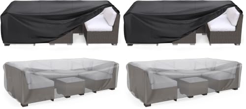 Image of Heavy Duty Patio Furniture Covers Waterproof, Mrrihand Patio Furniture Outdoor Sectional Sofa Couch Set, Patio Table and Chair Set Cover 89.7 inch Lx62.2 inch Wx28.3 inch H (Pack of 2)