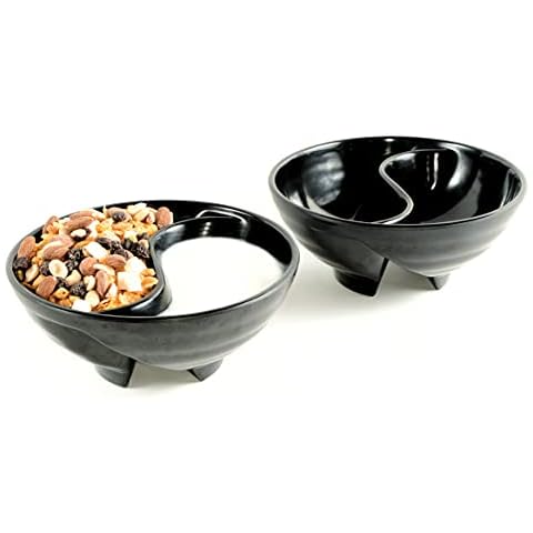Never Soggy Cereal Bowl. White x2. Divided. Cereal Bowl Separated. Unbreakable Melamine. Two Sided Bowl. Anti Soggy. Separate. Ideal for Snack and Salsa. by Vallenwood. (Black) Cover