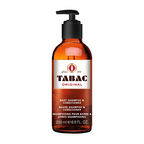Tabac Original Beard Shampoo & Conditioner 200ml - 2-in-1 Grooming Formula for Men - Cleanses Softens & Nourishes Beard and Hair with Classic Spicy Woody Fragrance
