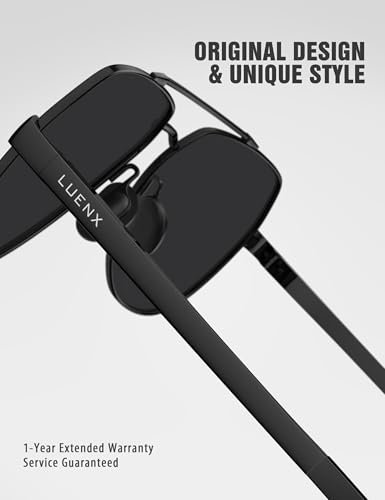 Image of LUENX Aviator Sunglasses for Men Women Polarized New Shades Flexible Spring Hinge - UV 400 Protection