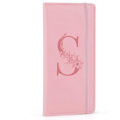Image of MHJY Checkbook Covers for Personal Checkbook, RFID Blocking Checkbook Holder Alphabet Checkbook Cover for Duplicate Checks, Pink S, S
