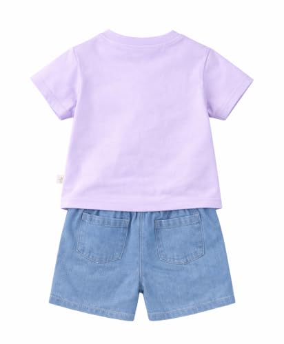 Image of Bold N Elegant Girls Cotton Cute Girly Vibes Cartoon Printed Short Sleeve T-Shirt Top & Shorts Summer Casual Clothing Set