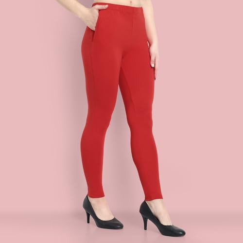 Image of ONE SKY Women Full Length Leggings | Cotton Modal Spandex Blend | High Waist Stretchable & Bio-Washed Fabric | Colour-Lock Technology | Comfortable Leggings for Women