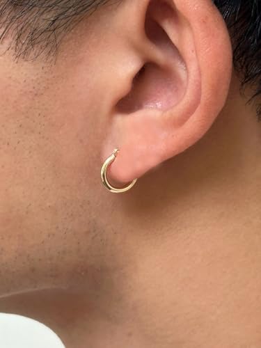 14K Gold Classic Real Hoop Earrings, (2mm Tube)4