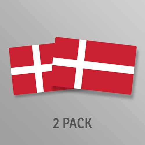 Image of World Country Flag Decal Stickers - Two Pack - for Cars Windows Bumpers Laptops Tablets Tumblers Cups Walls (Denmark)