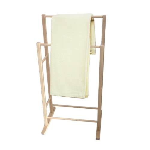 Porta Asciugamani da Terra, Legno 100% Faggio, 2 Bracci, 41 x 31,5 x 80h cm