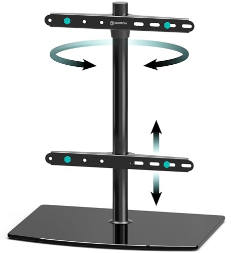 ONKRON Soporte TV Pie Sobremesa 32 75 Pulgadas, hasta 40 kg, VESA 100x100 400x400 mm, Base para Televisor Giratorio, Soporte TV de Cristal Templado, Peana Porta Pantalla Universal, Negro PT3 B