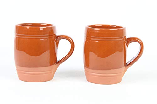 2 JARRAS CON ASAS DE BARRO. CONJUNTO DE 2 JARRAS. 450ml. 11,5cm altura x 8,5cm diámetro x 12,5cm ancho con asa.