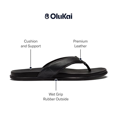 OLUKAI Olali Men's Leather Sandals, Versatile & Comfortable Flip Flops, Soft & Durable Material, Arch Support & All-Day Wear4