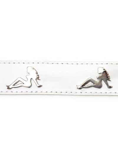 NYFASHION101 Faux Leather Belt with Silver Sexy Woman White-XL2