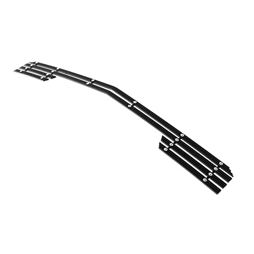 Image of APS Compatible with Chevy Silverado 1500 2014-2015 Lower Bumper Aluminum Black Wide 20mm Horizontal Channel with Rivet Studs Billet Front Grill Grille Insert C65990U