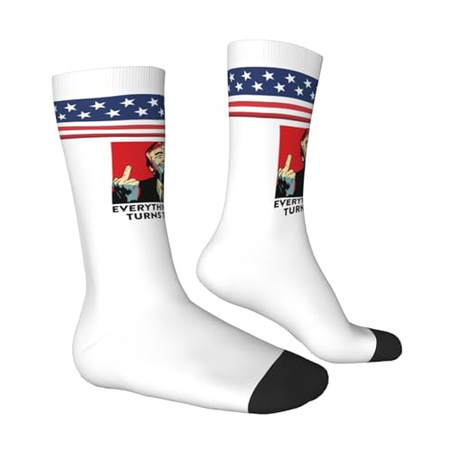 PAUPPY Everything-Woke-Turns-To-Shit Gift For Men Knee Socks for Women Long Tube Striped Socks Athletic Socks for Girls Youth4