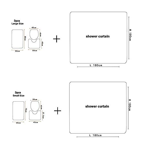 Claean-Acces-Home Wc Deckelbezug 3D Blumenmuster 4Pcs Badezimmer Badematte Mit Duschvorhang Set Bad Bodenteppiche Mikrofaser Toilettensitzbezug Matte-B181214-A014_50 X 80 cm 4 Stücke – Bild 3