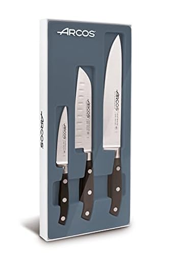 Arcos Serie Riviera, Juego Cuchillos Cocina, Hoja de Acero Inoxidable Forjado Nitrum, Mango de Polioximetileno, POM, Negro | Ya disponible en tu tienda friki favorita! En mundofriki.es!