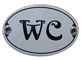 Türschild Türschild WC Emaille Schild Jugendstil 7 x 10,5 cm Emailschild weiß (ohne Holzrahmen)