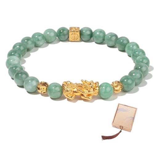 AROUROUA Fengshui Wealth Bracelet Green Real Jade Bracelet For Women Attract ...