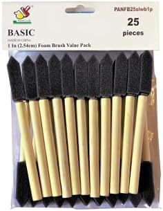 PANCLUB Foam Paint Brush Set I Sponge Brush Paint I 1 Inch - 25 Pack I with Wood Handles I Great for Art, Varnishes, Acrylics, Stains, Crafts