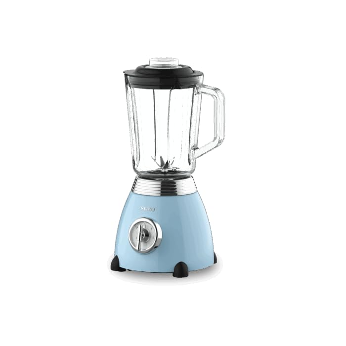 SOGO Frullatore a bicchiere in vetro 1,5 litri, 500W, 2 velocità con funzione pulse, lame in acciaio inox