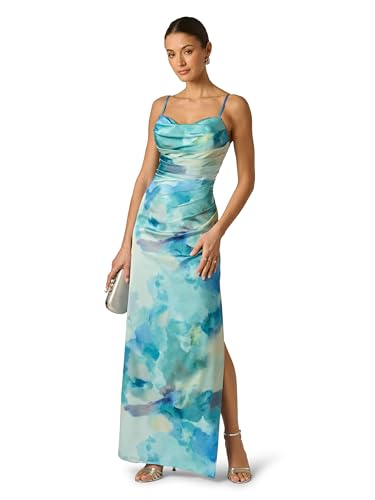 Image of Adrianna Papell Printed Sateen Long Dress