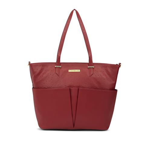 Image of Caprese Ostrich Large Tote Bag for Women with Adjustable & Detachable Starp | Stylish Shoulder & Handheld Bag | Fits Up to 16 Inch Laptop | Durable, Multi-Compartment Design for Work &Travel