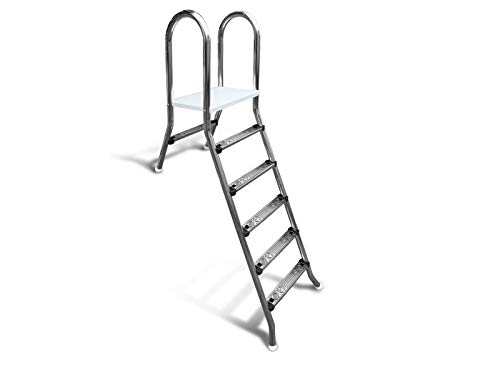Trendpool Hochbeckenleiter V2A Classic Poolleiter aus Edelstahl 1x5 und 1x1 Stufe 1,50 m