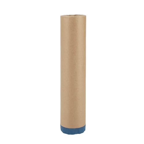 Image of Pre-Taped Masking Paper Automotive Paint Masking Paper Kraft Paper Natural Fiber Material 1 Pc 1500x60cm / 49.21ftx23.62 inch Brown Blue