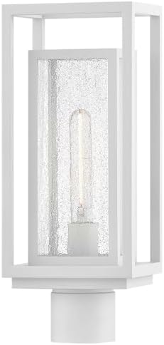 Hinkley Republic 17-Inch Post Mount Outdoor Lantern, Composite, Clear Seedy Glass, Anti-Fading, Driveway Walkway or Entry, Post Not Included, Textured White Finish