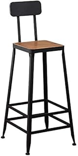 DFJKE Taburete de Bar Estilo Industrial Retro Madera de Hierro Forjado con Respaldo Silla de Bar Terraza Bistro