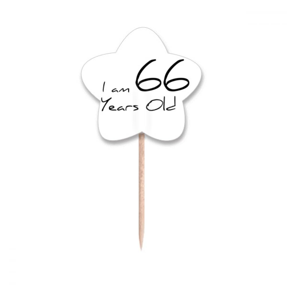 Cure-dents en forme d'étoile I am 66 Years Old pour décoration d'anniversaire